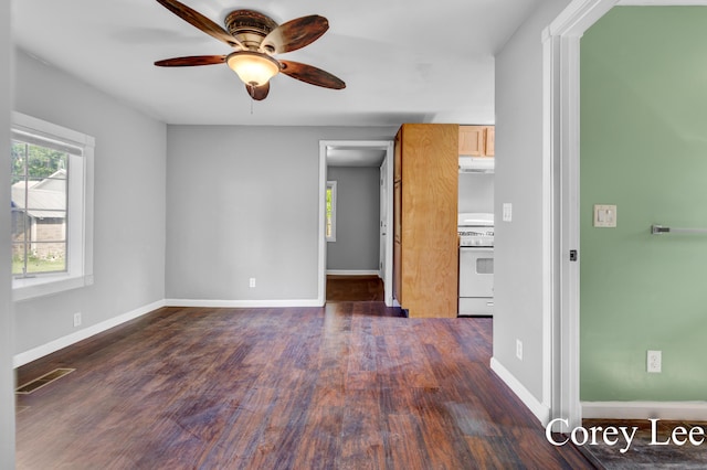 413 W Riverside Dr, Ionia, MI 48846 - empty room with a ceiling fan and wood finished floors