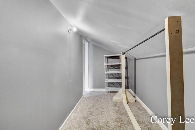 413 W Riverside Dr, Ionia, MI 48846 - corridor with lofted ceiling and carpet flooring