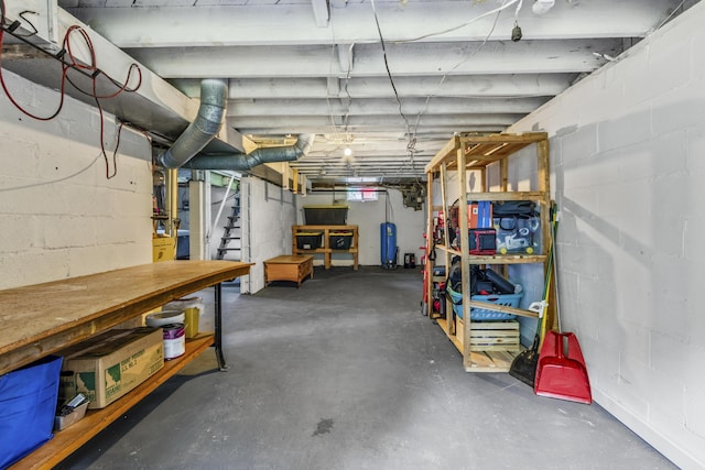 595 133rd Ave, Wayland, MI 49348 - unfinished basement with concrete block wall and stairway