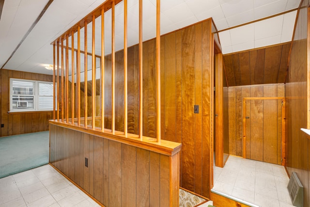 639 Cleveland, Lincoln Park, MI 48146 - stairs with wooden walls and carpet