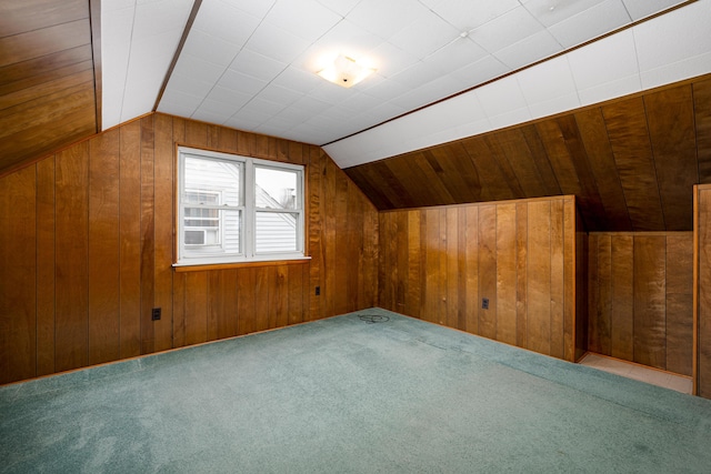 639 Cleveland, Lincoln Park, MI 48146 - bonus room featuring wooden walls, lofted ceiling, and carpet floors