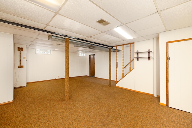 639 Cleveland, Lincoln Park, MI 48146 - finished basement with a drop ceiling and carpet floors