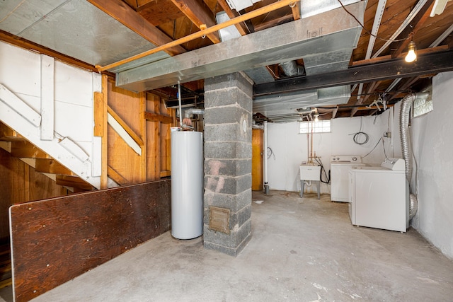 639 Cleveland, Lincoln Park, MI 48146 - basement with water heater and washing machine and clothes dryer