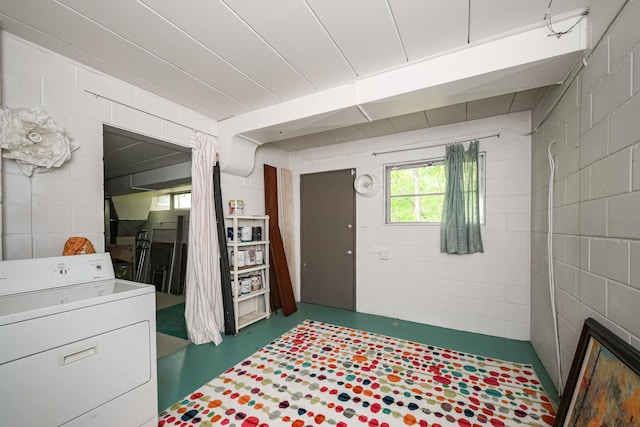 4075 N Delhi Rd, Ann Arbor, MI 48103 - washroom featuring washer / clothes dryer and concrete block wall