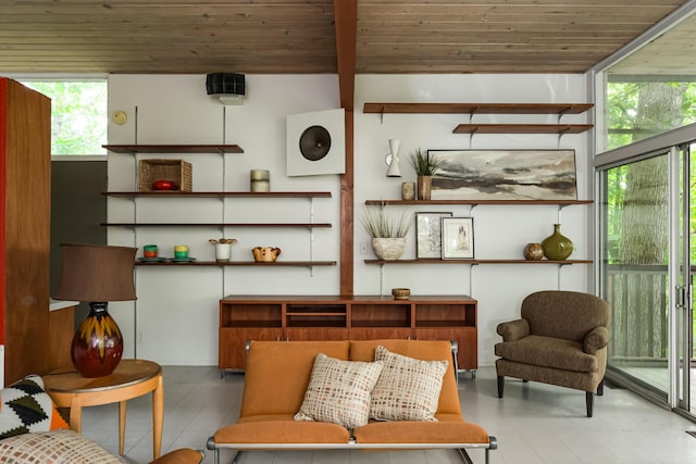 4075 N Delhi Rd, Ann Arbor, MI 48103 - living room featuring wooden ceiling