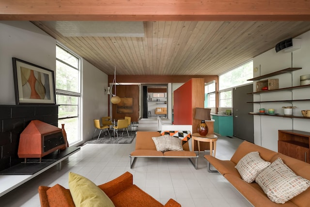 4075 N Delhi Rd, Ann Arbor, MI 48103 - living room featuring wood ceiling