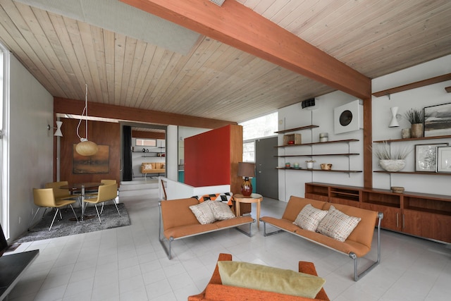 4075 N Delhi Rd, Ann Arbor, MI 48103 - living area with a wood ceiling with exposed beams