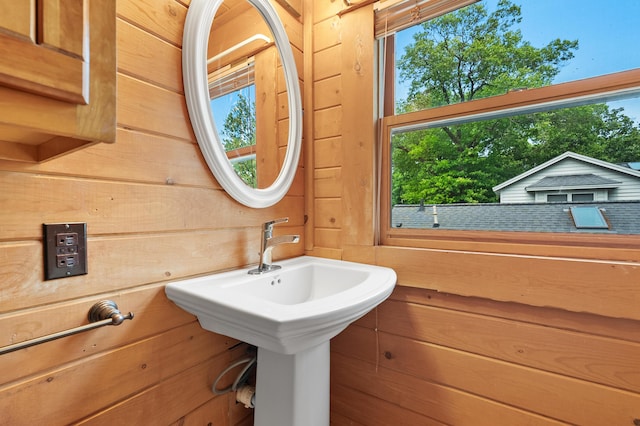 9715 Woodlawn Dr, Portage, MI 49002 - bathroom with wood walls