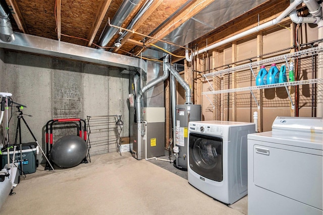 2663 Weatherby Hills Dr SE, Grand Rapids, MI 49546 - unfinished below grade area featuring washer and clothes dryer, gas water heater, and heating unit