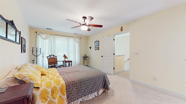 5026 Weatherford Dr, Coloma, MI 49038 - bedroom featuring a ceiling fan and light colored carpet