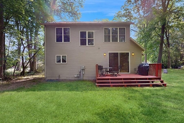 5026 Weatherford Dr, Coloma, MI 49038 - rear view of house with a yard and a wooden deck