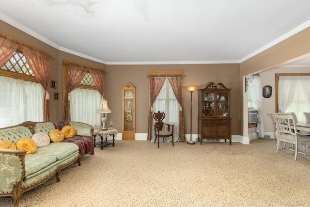 3155 24th Ave, Hudsonville, MI 49426 - carpeted living room featuring crown molding and baseboards