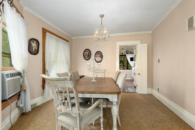 3155 24th Ave, Hudsonville, MI 49426 - dining space with a chandelier, carpet flooring, and ornamental molding