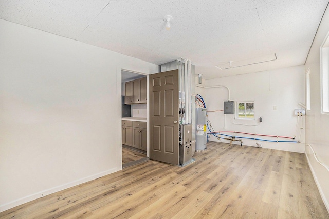 1694 S Mill Iron Rd, Muskegon, MI 49442 - empty room featuring electric panel, electric water heater, and light wood-type flooring
