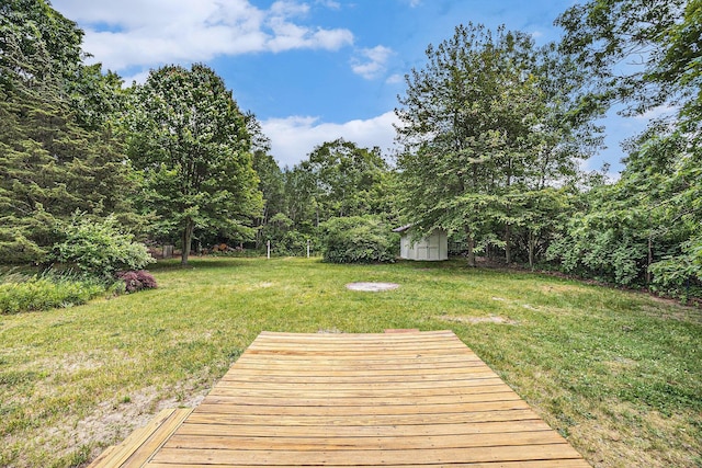 1694 S Mill Iron Rd, Muskegon, MI 49442 - view of grassy yard featuring a storage shed
