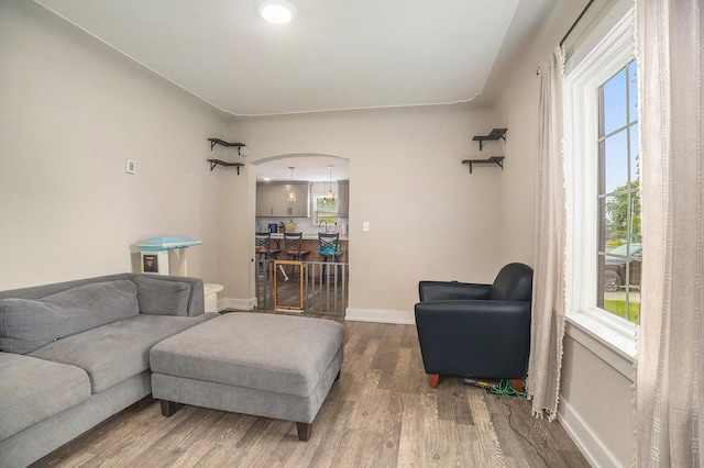 6710 28th Ave, Hudsonville, MI 49426 - living area featuring wood finished floors, plenty of natural light, and arched walkways