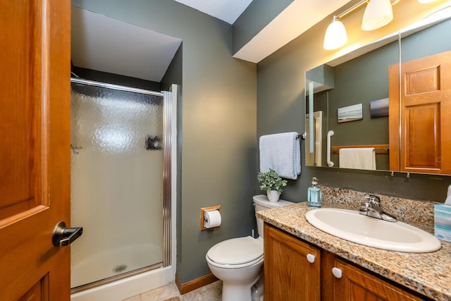 197 Wayne St, Saint Joseph, MI 49085 - bathroom with a stall shower, vanity, and tile patterned flooring