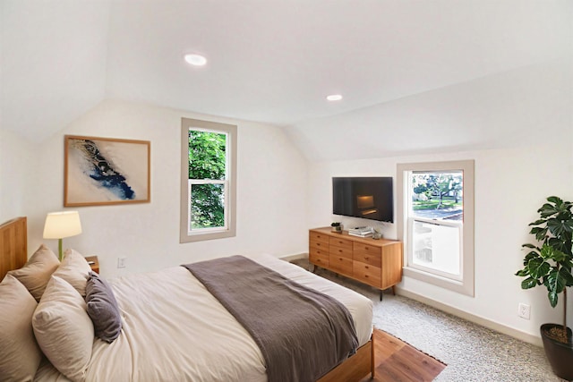 410 Warren Ave, Charlotte, MI 48813 - bedroom featuring lofted ceiling, recessed lighting, and wood finished floors