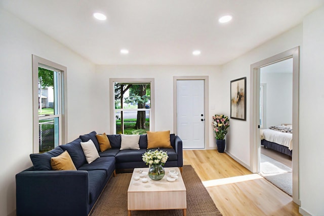 410 Warren Ave, Charlotte, MI 48813 - living area featuring light wood-style flooring and recessed lighting