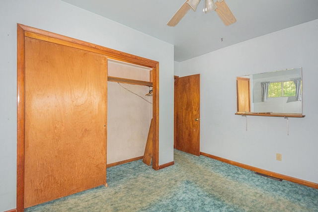 246 Ridgeway Rd, Jackson, MI 49202 - unfurnished bedroom featuring a closet, carpet floors, and ceiling fan