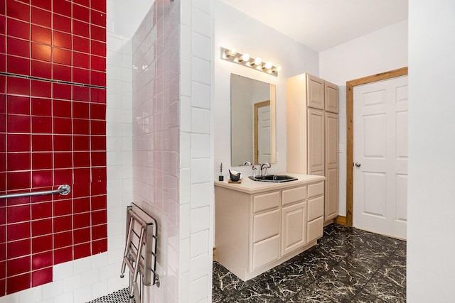 6483 N 144th Ave, Walkerville, MI 49459 - full bath featuring marble finish flooring, vanity, and a tile shower