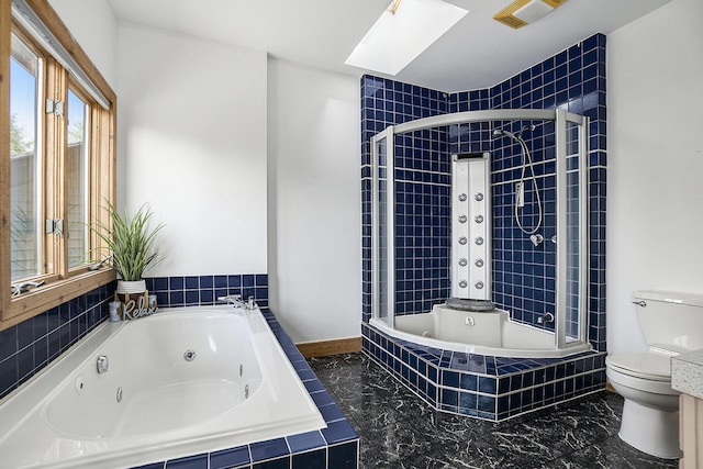 6483 N 144th Ave, Walkerville, MI 49459 - bathroom with a skylight and marble finish flooring