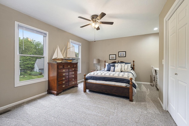 1863 Sunvale Dr SW, Wyoming, MI 49519 - carpeted bedroom with ceiling fan, a closet, and recessed lighting