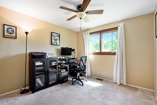 8683 Hemlock Ct, Ypsilanti, MI 48198 - carpeted office space featuring a ceiling fan and baseboards