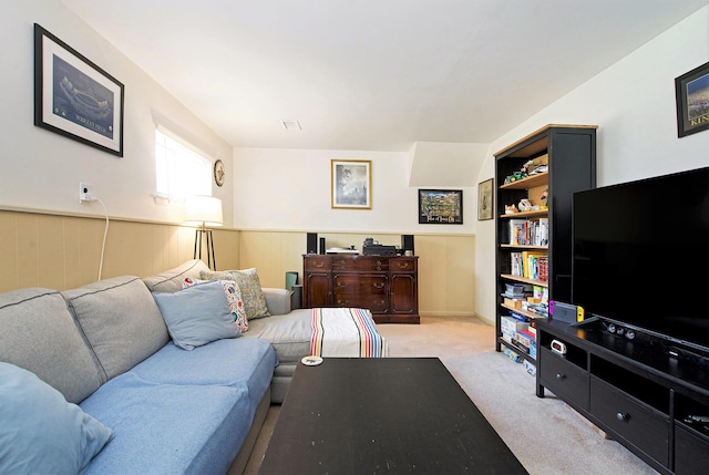 8683 Hemlock Ct, Ypsilanti, MI 48198 - living area with carpet flooring and a wainscoted wall
