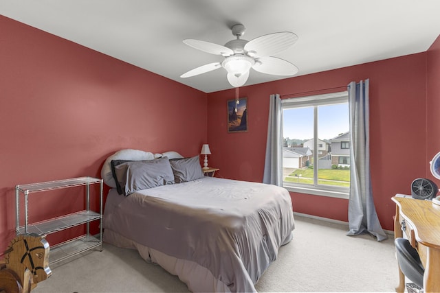 24663 Balsam Ct, Flat Rock, MI 48134 - bedroom with light carpet and ceiling fan