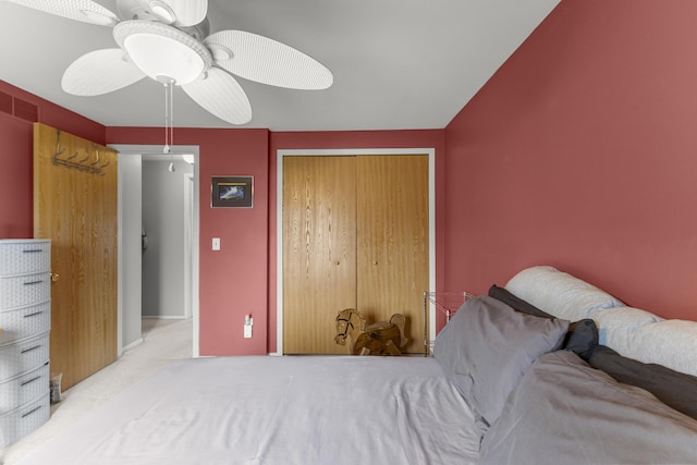 24663 Balsam Ct, Flat Rock, MI 48134 - carpeted bedroom featuring a closet and a ceiling fan