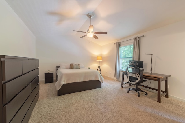 1481 Kristen Path, Saint Joseph, MI 49085 - carpeted bedroom with vaulted ceiling, ceiling fan, and a desk