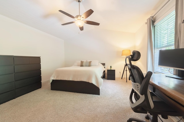 1481 Kristen Path, Saint Joseph, MI 49085 - bedroom with multiple windows, carpet, lofted ceiling, and ceiling fan