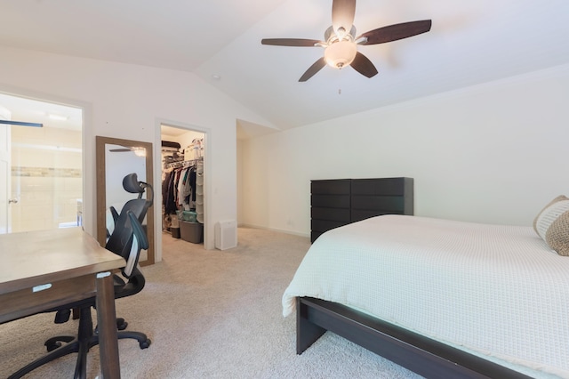 1481 Kristen Path, Saint Joseph, MI 49085 - bedroom featuring lofted ceiling, light colored carpet, a walk in closet, a closet, and an office area