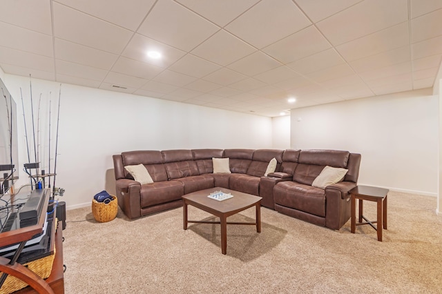 1481 Kristen Path, Saint Joseph, MI 49085 - carpeted living area with a paneled ceiling and recessed lighting