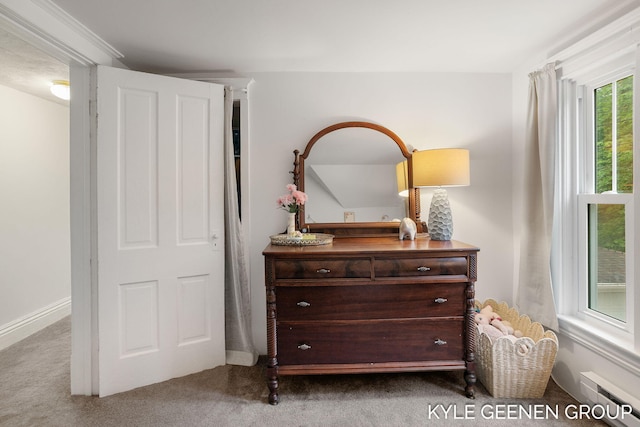 15405 Barry St, West Olive, MI 49460 - carpeted bedroom with a baseboard radiator and baseboards