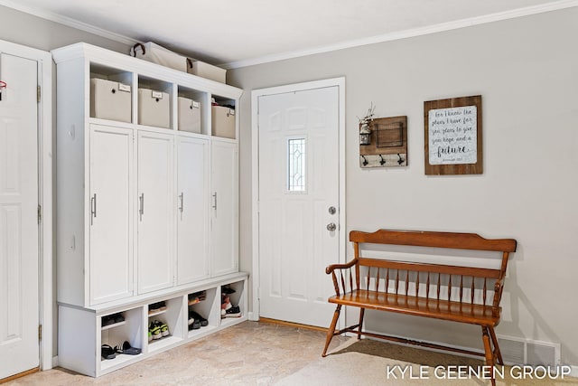 15405 Barry St, West Olive, MI 49460 - mudroom with crown molding and baseboards