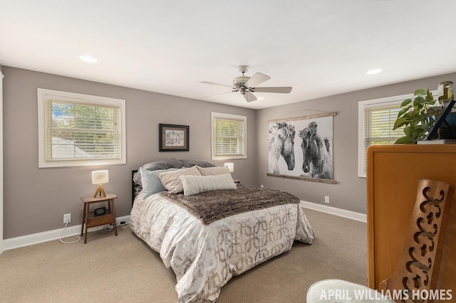 740 Van Raalte Ave, Holland, MI 49423 - bedroom with light colored carpet, ceiling fan, and recessed lighting