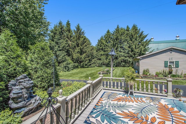 14011 Verona Rd, Marshall, MI 49068 - wooden deck featuring a lawn