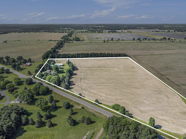 14011 Verona Rd, Marshall, MI 49068 - aerial view of sparsely populated area featuring large plots for crops and property parcel outlined