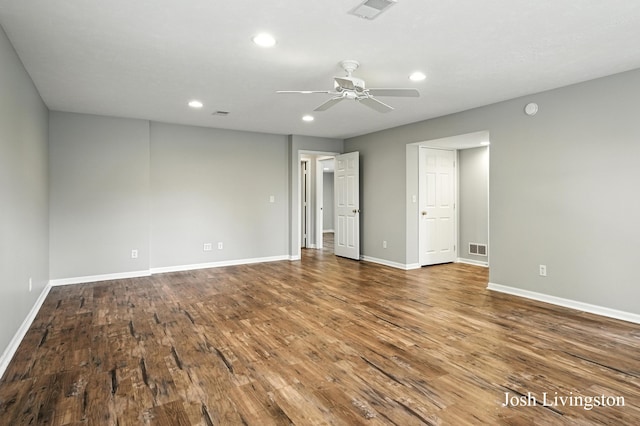9337 Andrew Farms Dr, Alto, MI 49302 - empty room featuring wood finished floors, a ceiling fan, recessed lighting, and a smoke detector