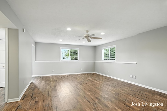 9337 Andrew Farms Dr, Alto, MI 49302 - unfurnished room with recessed lighting, plenty of natural light, wood finished floors, and ceiling fan