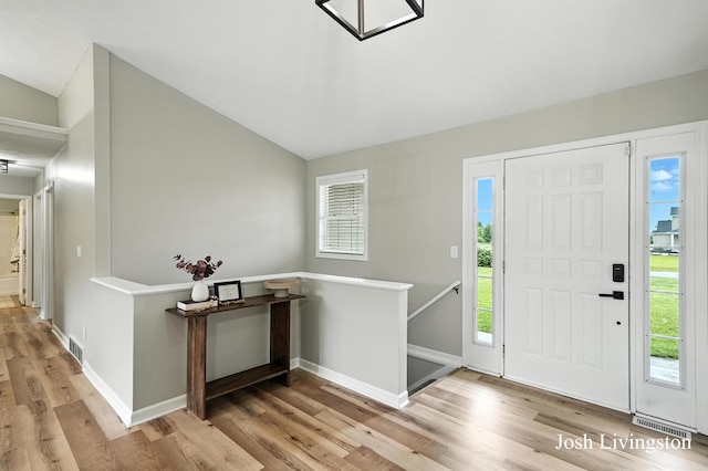 9337 Andrew Farms Dr, Alto, MI 49302 - entryway featuring wood finished floors and vaulted ceiling