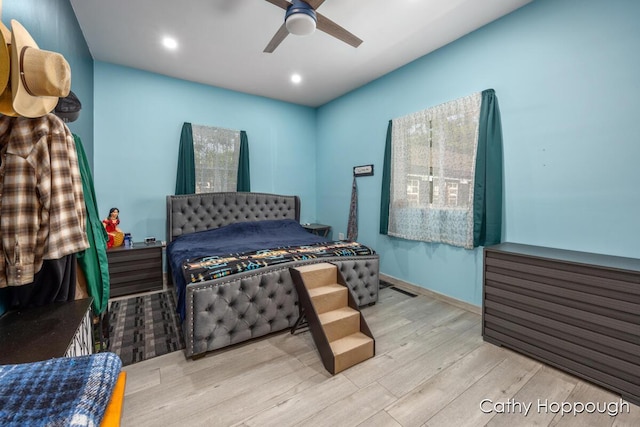 4555 Charles St, Palo, MI 48870 - bedroom with wood finished floors, recessed lighting, and ceiling fan