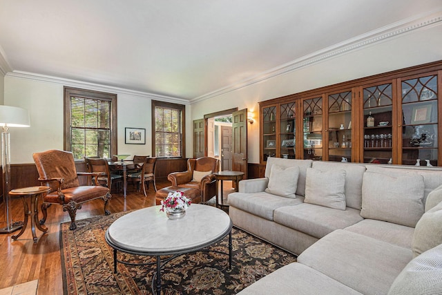 60 Lafayette Ave NE, Grand Rapids, MI 49503 - living area featuring wood finished floors, crown molding, and wainscoting