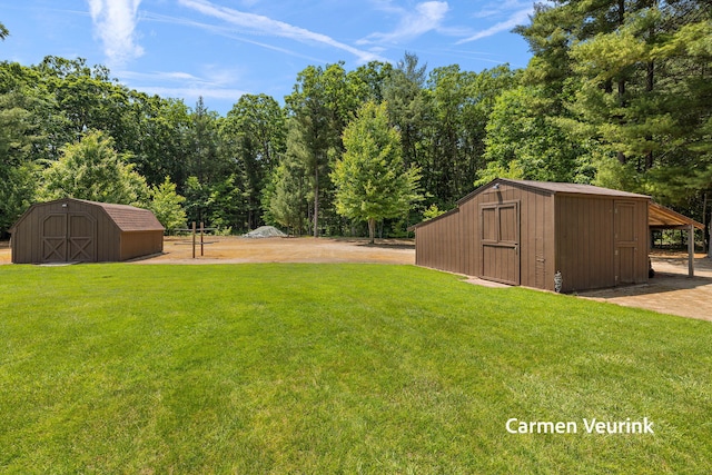 1723 S Sullivan Rd, Ravenna, MI 49451 - view of grassy yard featuring a storage shed