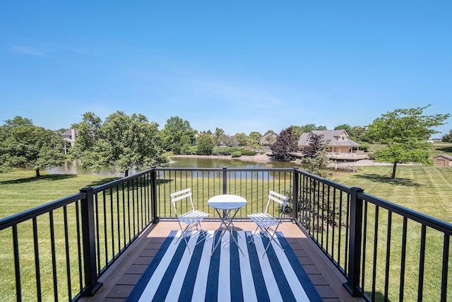 3350 Breckland Ct, Ann Arbor, MI 48108 - wooden terrace featuring a water view and a yard