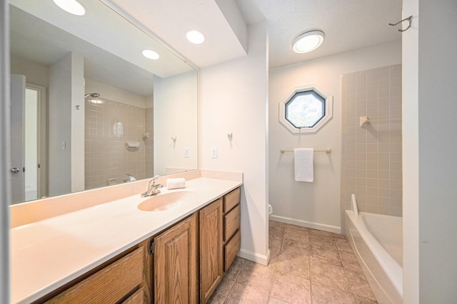 3350 Breckland Ct, Ann Arbor, MI 48108 - bathroom featuring vanity, recessed lighting, and shower / bath combination
