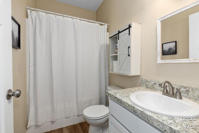 195 Liberty St NW, Sparta, MI 49345 - bathroom featuring vanity, wood finished floors, and shower / bath combo