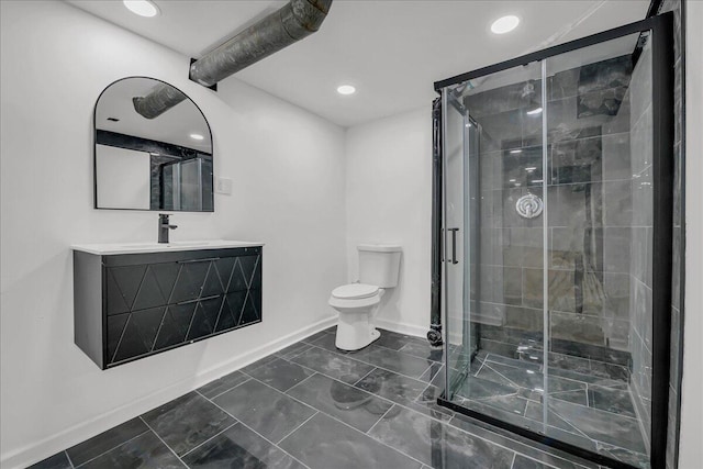 20232 Braile St, Detroit, MI 48219 - full bathroom with a stall shower, vanity, marble look tile flooring, and recessed lighting